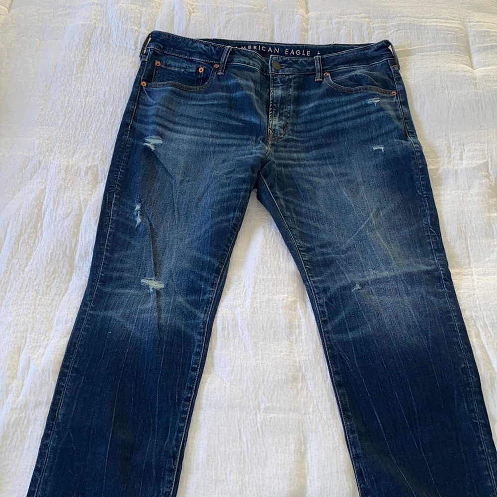 Mens AE distressed skinny jean